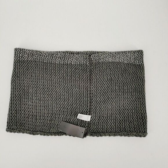 Women Scarf Infinity Gray Silver Tone Cowl Knit Metallic Boho Chic - Picture 5 of 12